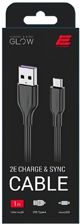 Кабель 2E Glow 3A AM / Micro USB 1m Black (2E-CCAM-BL)