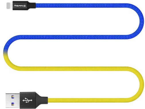 Кабель ColorWay 2.4A AM / Lightning 1m Blue/Yellow (CW-CBUL052-BLY)