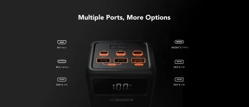 Батарея універсальна Veger Tank Lite 50000mAh LCD 22.5W Black ( VP 5001)