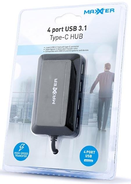 USB-хаб Maxxter ACT-HUB3C-4P Black