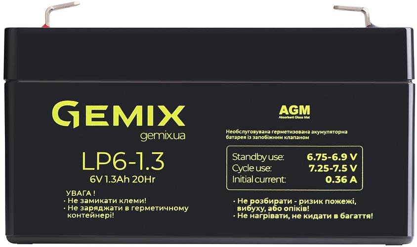 Батарея для ПБЖ Gemix LP6-1.3 6V 1.2Ah Black