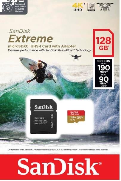  FLASH пам'ять SanDisk Action Cams and Drones Extreme V30 A2 Micro SDXC 128GB (SDSQXAA-128G-GN6AA)