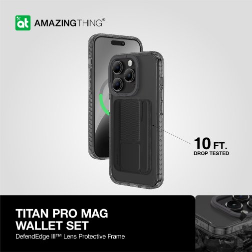 Чохол AMAZINGthing for iPhone 15 Pro - Titan Wallet Set Case MagSafe Black (IP156.1PTWBK)