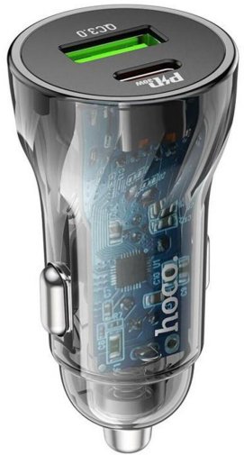 Автомобільний зарядний пристрій Hoco Z47A Transparent Discovery Edition 30W Black (6931474782274)