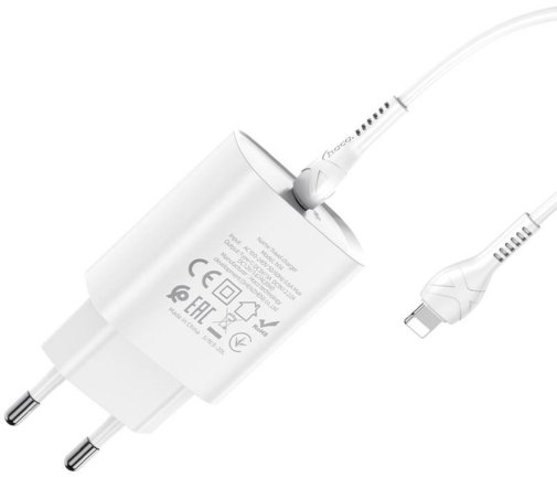 Зарядний пристрій Hoco N14 Smart Charging single 20W White with Type-C/Lightning (6931474745033)