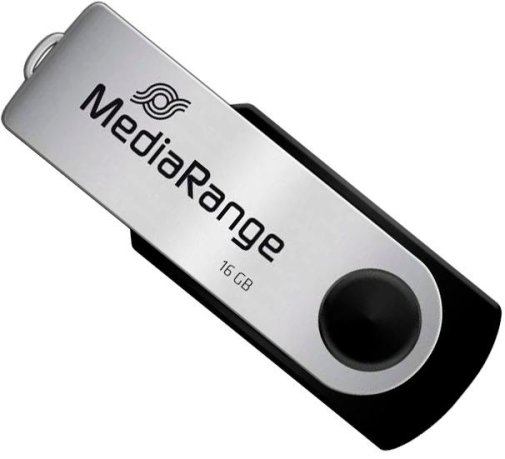 Флешка USB MediaRange Swivel swing stick 16GB Black/Silver (MR910)
