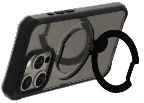 Чохол iTSkins for iPhone 15 Pro Max HYBRID R Stand with MagSafe Black and transparent (AP5U-HMSTD-BKTR)