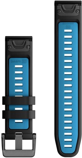 Ремінець Garmin QuickFit 22mm Watch Bands Black/Cirrus Blue Silicone (010-13280-05)