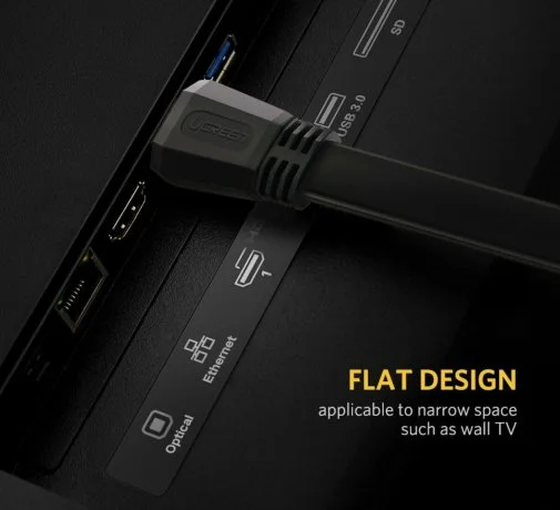 Фото: Кабель UGREEN ED015 Flat v2.0 HDMI / HDMI 2m Black (UGR-70159) № 5 | KTC