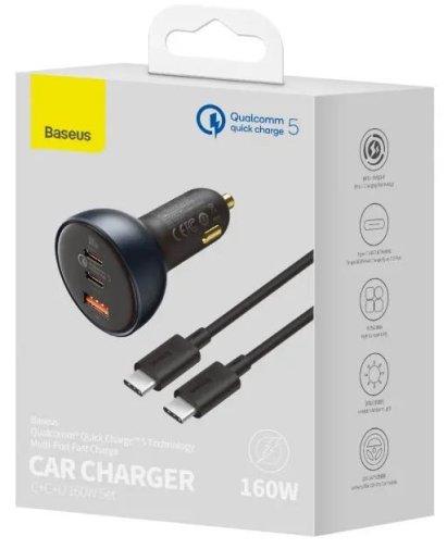 Автомобільний зарядний пристрій Baseus Qualcomm Multi-Port Fast Charge 160W Black (TZCCZM-0G)