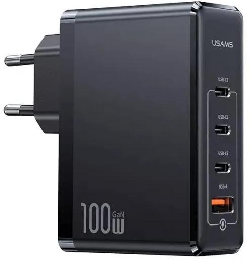 Зарядний пристрій Usams US-CC163 T50 QC3.0 PD 100W GaN Black (CC163TC01)