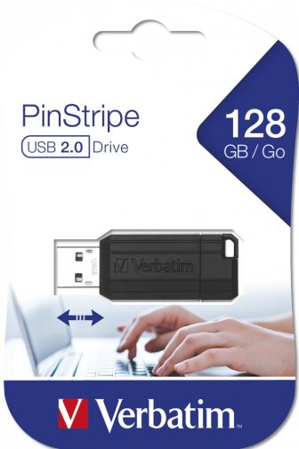 Флешка USB Verbatim PinStripe 128GB Black (49071)