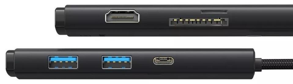 USB-хаб Baseus Lite Series 6 Port Black (WKQX050001/WKQX050101)