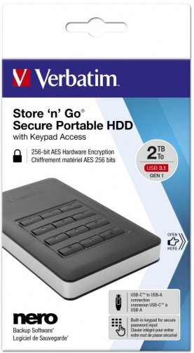 Зовнішній HDD Verbatim Store n Go Secure Portable with Keypad Access 2TB (53403)