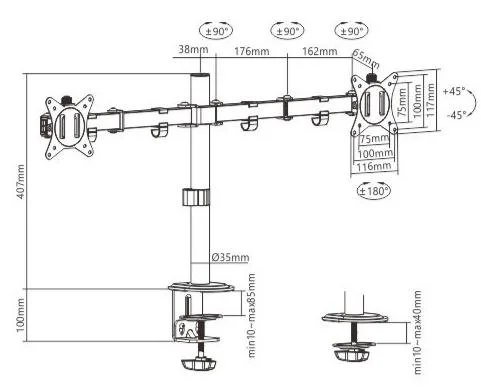 Фото: Кронштейн Gembird MA-D2-01 Black № 6 | KTC