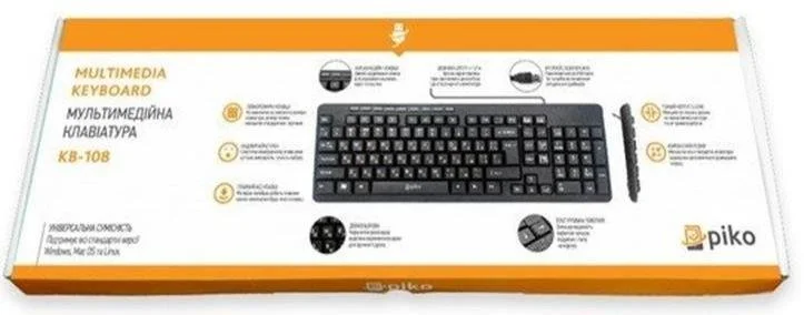 Фото: Клавіатура PIKO KB-108 USB Black (1283126467103) № 7 | KTC