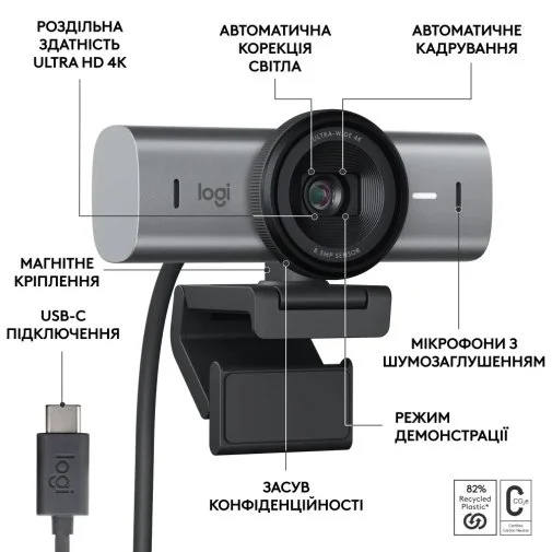 Фото: Web-камера Logitech MX Brio Graphite (960-001559) № 12 | KTC