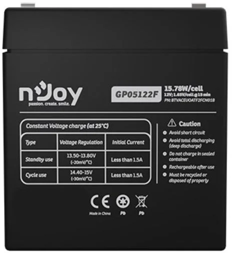 Фото: Батарея для ДБЖ Njoy GP05122F 12V 5AH AGM № 11 | KTC