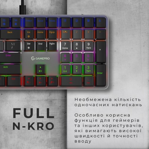 Клавіатура GamePro MK145R Red Switch Low Profile USB Dark Gray