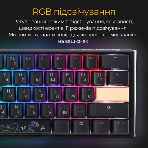 Клавіатура Ducky One 3 Mini Cherry MX Brown RGB ENG/UKR Black (DKON2161ST-BUAPXCLAWSC1)