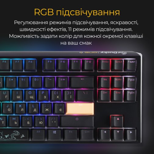 Клавіатура Ducky One 3 TKL Cherry MX Blue RGB ENG/UKR Black (DKON2187ST-CUAPXCLAWSC1)