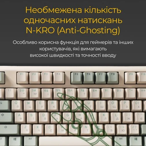 Фото: Клавіатура Ducky One 3 TKL Cherry MX Red ENG/UKR Matcha Cream (DKON2187-RUAPXМAEGGC1) № 30 | KTC