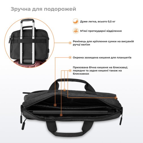  Сумка для ноутбука 2E CBN9265BK Melange Black (2E-CBN9265BK)