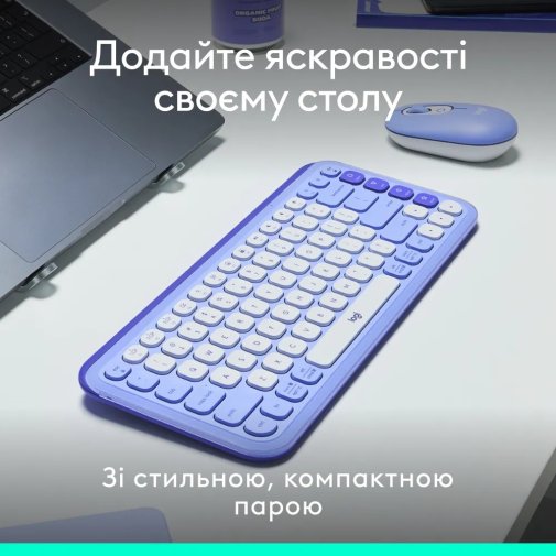 Комплект клавіатура+миша Logitech POP Icon Combo Lilac (920-013078)