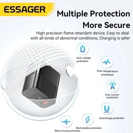 Фото: Зарядний пристрій Essager Pinchen Travelling Charger 33W Black (ECTAC-PCB01-P) № 17 | KTC