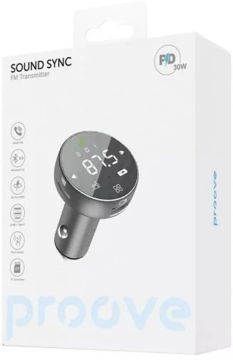Фото: FM-Трансмітер + АЗП Proove FM Launcher Sound Sync 30W Gray № 8 | KTC