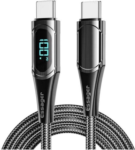 Кабель Essager LED Digital Display 100W Type-C / Type-C 2m Black (ES-XCTT1-YDA01)