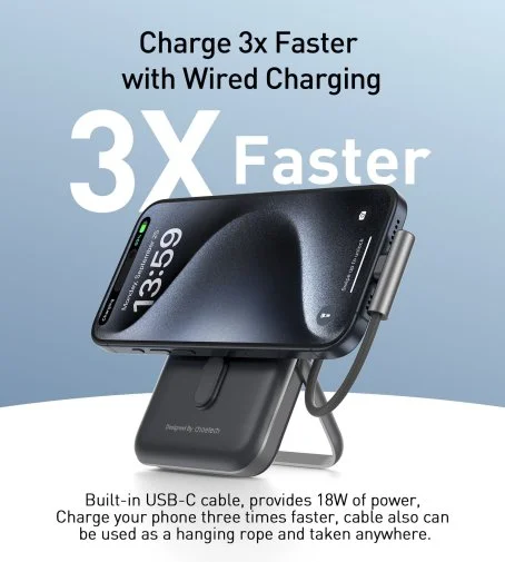 Фото: Батарея універсальна Choetech B735 10000mAh Magnetic Wireless 20W Black (B735-CCBK) № 13 | KTC