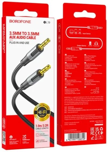 Фото: Кабель BOROFONE BL19 Jack 3.5mm / Jack 3.5mm 1m Black (6941991108310) № 10 | KTC