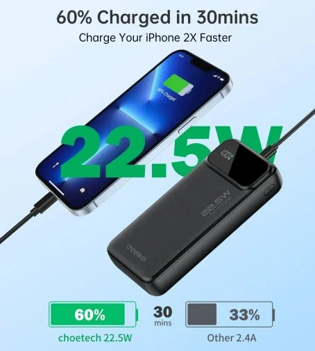 Фото: Батарея універсальна Choetech B729 20000mAh 22.5W Black № 17 | KTC