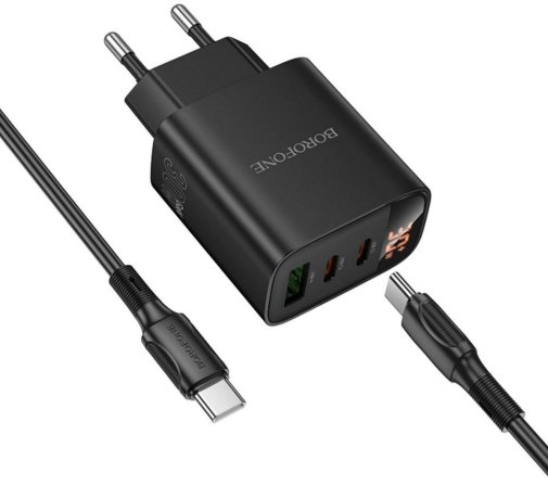 Зарядний пристрій BOROFONE BA98A Ilustre QC3.0 PD 30W Black with Type-C/Type-C (6941991120534)