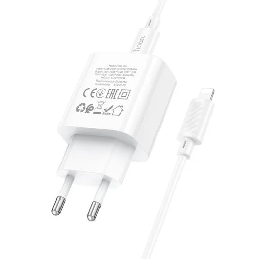 Фото: Зарядний пристрій Hoco C76A Pro Majestic 30W White with Type-C/Lightning (6942007616317) № 10 | KTC