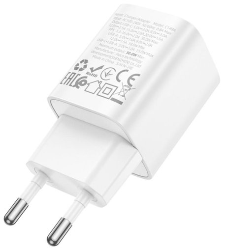 Зарядний пристрій Hoco C149A Charm QC3.0 PD 30W White (6942007630337)