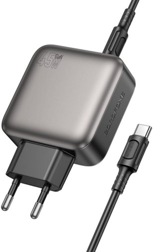 Зарядний пристрій BOROFONE BAS56A Absolute 45W Black with Type-C / Type-C (6941991116278)