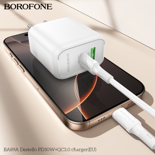 Зарядний пристрій BOROFONE BA89A Destello PD QC3.0 30W White (6941991119361)
