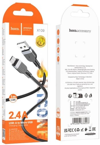 Кабель Hoco X109 Energy 2.4A AM / Micro USB 1m Black (6942007636223)