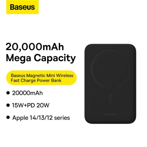 Батарея універсальна Baseus Magnetic Mini Wireless Fast Charge 20000mAh 20W Black (PPCX150001)