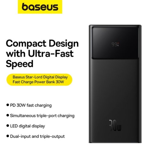 Батарея універсальна Baseus Star Lord Digital Display 30000mAh 22.5 Black (P10022905113-00)