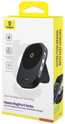 Baseus MagPro II Series Ultra-Thin Magnetic Phone Cooler (with Wireless Charger), Cosmic Black