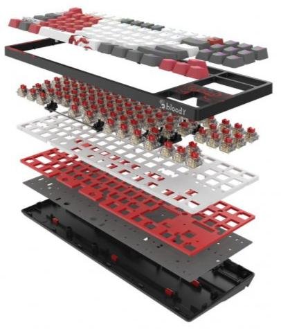 Клавіатура, комплект Bloody WS87 BLMS Red Plus Switch RGB USB/BT/WL Naraka (WS87 (Naraka))