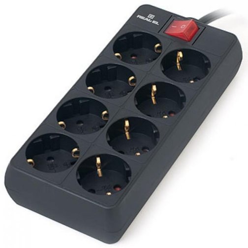 Мережевий фільтр Real-EL RS-8 Protect 8/3m Black (EL122300022)