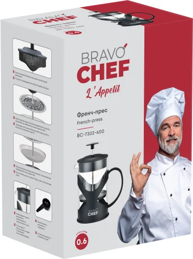 Фото: Френч-прес Bravo Chef L Appetit 600ml Black (BC-7302-600) № 9 | KTC