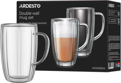Фото: Набір чашок Ardesto 350ml 2pcs Clear (AR2635BHN) № 10 | KTC
