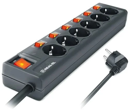 Фото: Мережевий фільтр Real-EL RS-6 Extra 6/5m Black (EL122300003) № 10 | KTC