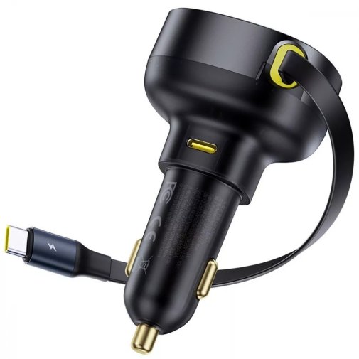 Автозарядка Baseus Enjoyment Pro Car Charger Type-C + Retractable Type-C Cable 60W black