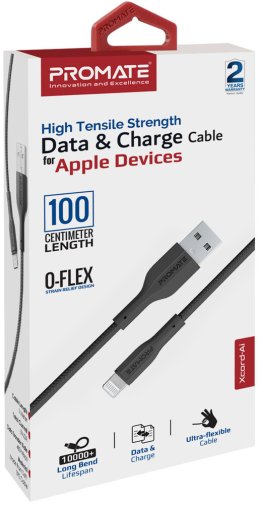 Кабель Promate xCord-Ai 2A AM / Lightning 1m Black (6959144061627)